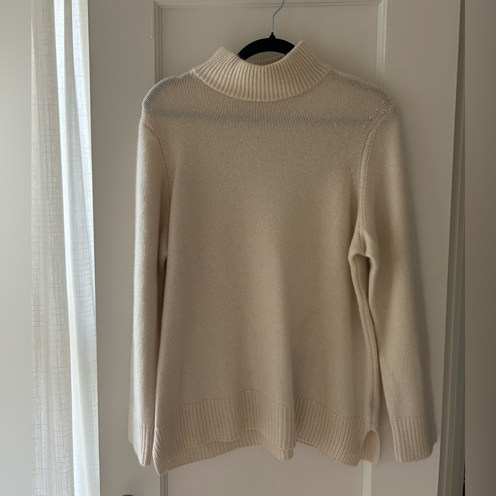 J McLaughlin Crème Cashmere Mock Neck Sweater in XL